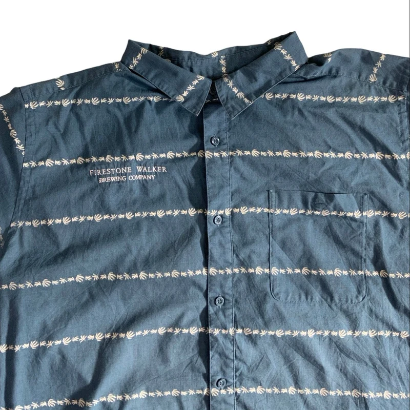 Patagonia Blue White Short Sleeved Floral Patterned Casual Button-Up Shirt XXL