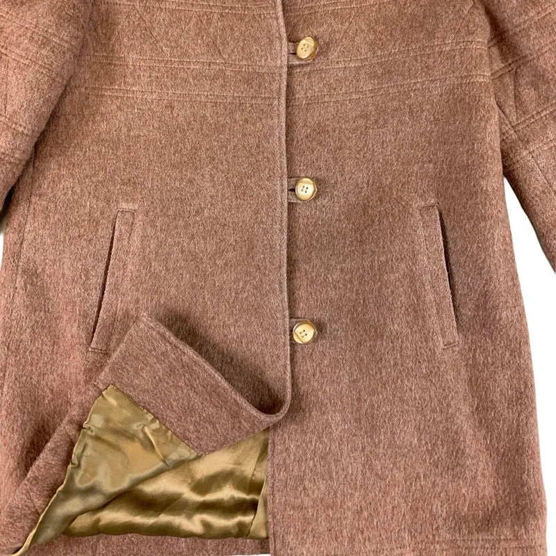 Vintage Womens Italian Dolomiten Wool Collared Tan Jacket Coat 12