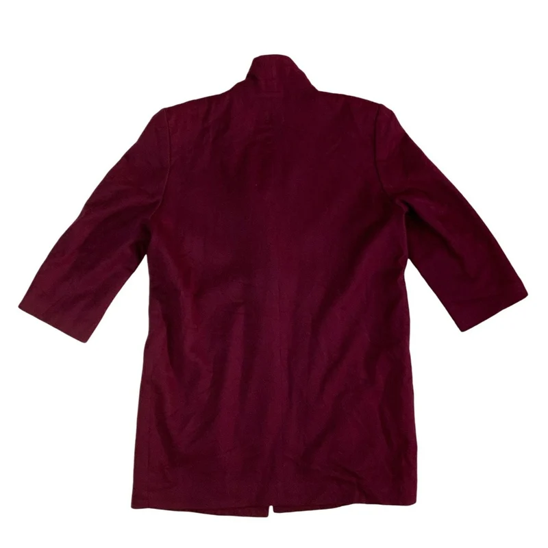 Vintage Carla Arosio Burgundy Pleated Collar Wool Coat Jacket 16-18