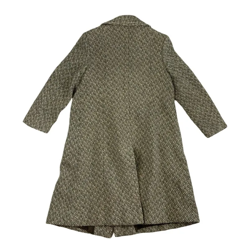 Vintage Womens Tweed Double Breasted Duster Wool Coat L 14 16