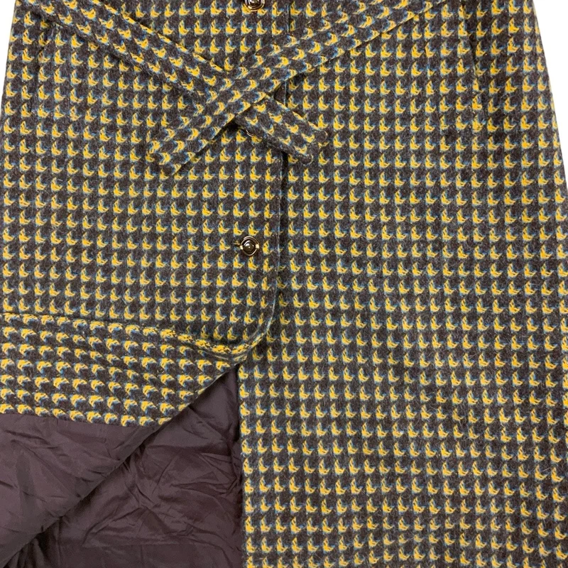 Vintage Womens Pattern Wool Tweed Trench Coat Overcoat M 12 14