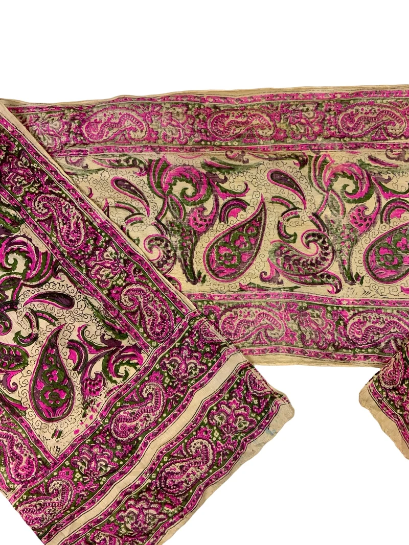 Vintage Purple, Cream, Green Pattern Scarf