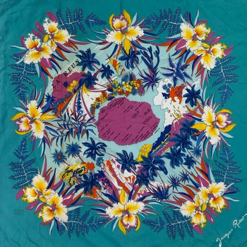 Vintage Flora, Blue, Yellow, Pink Scarf