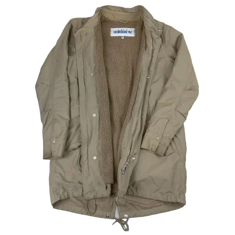 Adidas Y2K Beige Parka Fleece Lined Outdoor Jacket Coat Medium