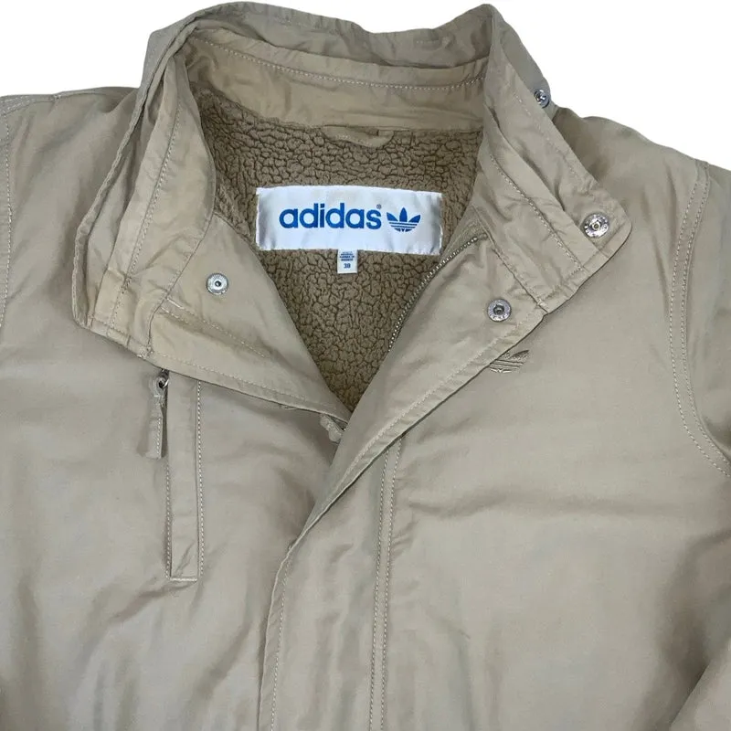 Adidas Y2K Beige Parka Fleece Lined Outdoor Jacket Coat Medium