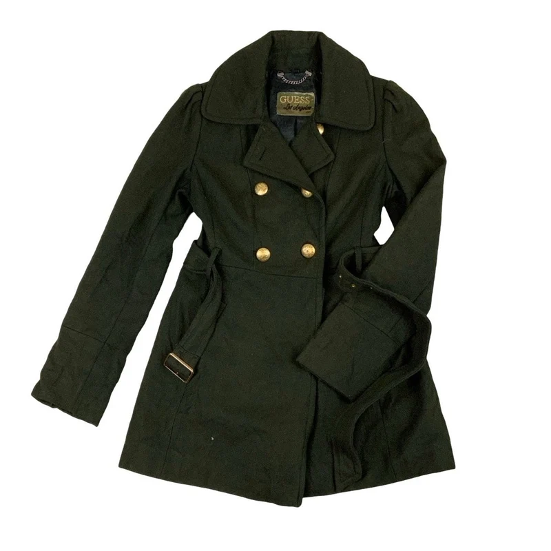 Guess Womens Double Breasted Green Military Style Peacoat S 8