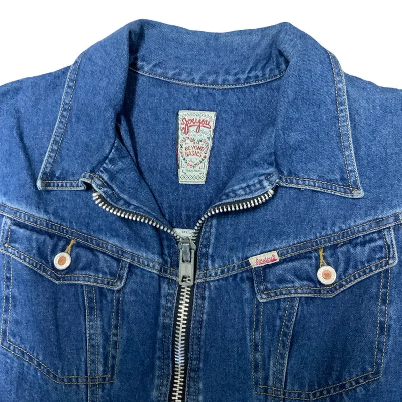 Vintage 90s JouJou Original Beyond Basics Trademark Zip-Up Midi Denim Dress 10 1