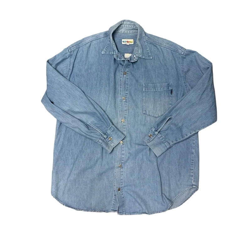 Vintage 90s 'Too Cute!' Disney Embroidered Denim Shirt XL 2XL