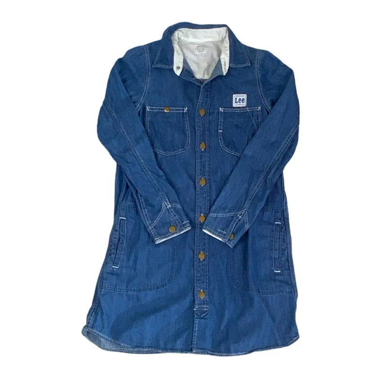 Vintage 90s Union Made Lee Sanforized Denim Shirt 10 12 S
