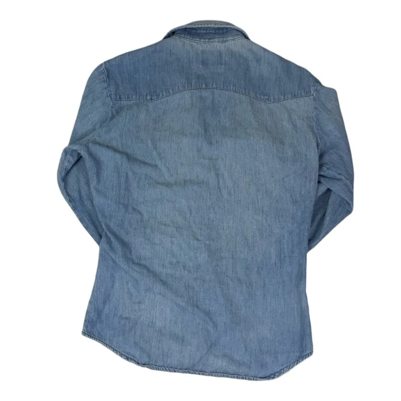 Vintage Levi Strauss & Co Orange Tab Light Blue Pop Button Denim Shirt S M