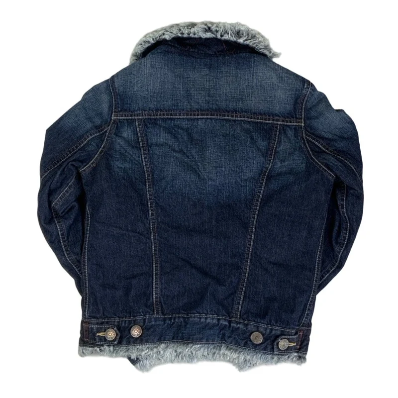 Vintage 00s Redloop Grey Faux Fur Sherpa Denim Jacket 10 12 S