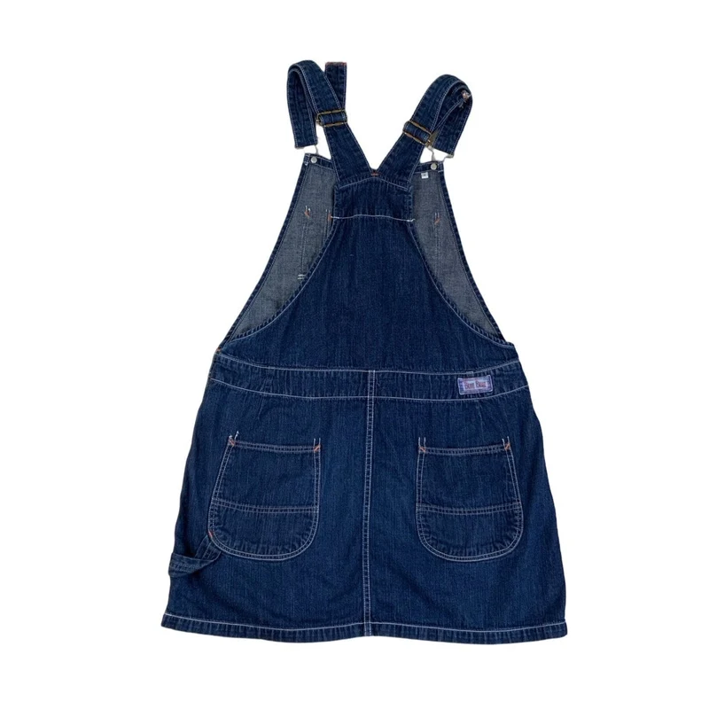 Vintage 90s Blue Blue Dungaree Pinafore Mini Dress 14 16 L