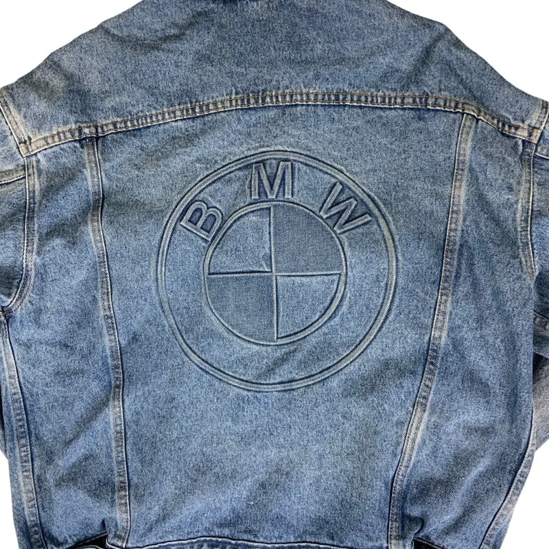 Vintage 90s BMW Biker Denim Jacket XL 2XL