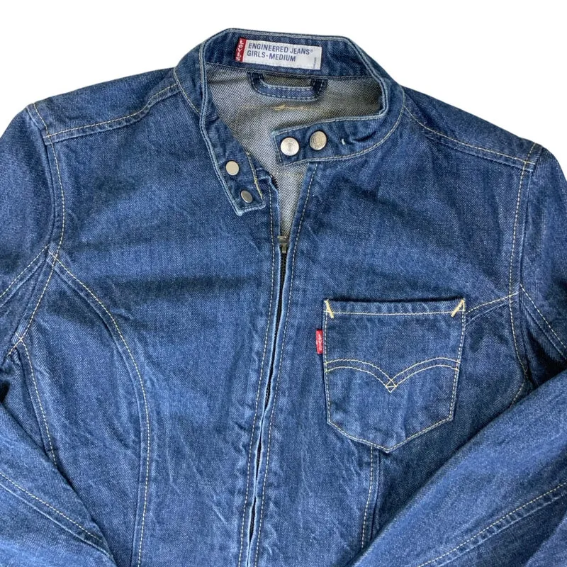 Vintage 90s Levis Engineered Jeans Zip-Up Denim Jacket 8 10