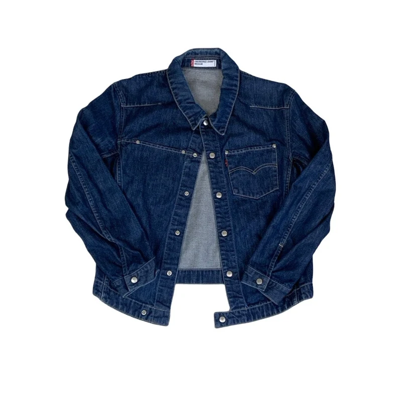 Vintage 90s Levi's Engineered Jeans Pop Button Denim Lightweight Shirt Jacket S