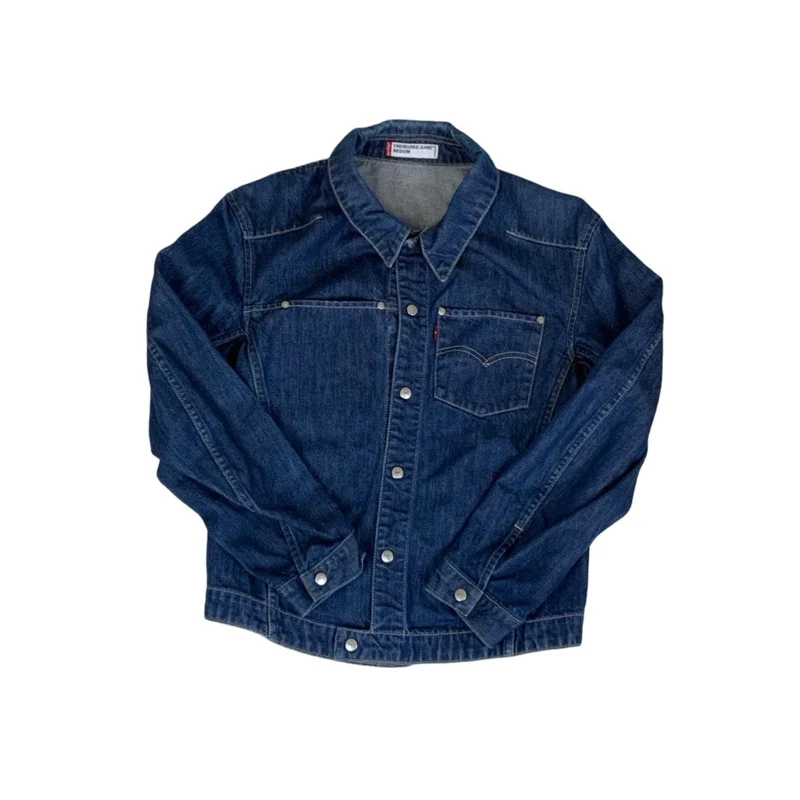 Vintage 90s Levi's Engineered Jeans Pop Button Denim Lightweight Shirt Jacket S