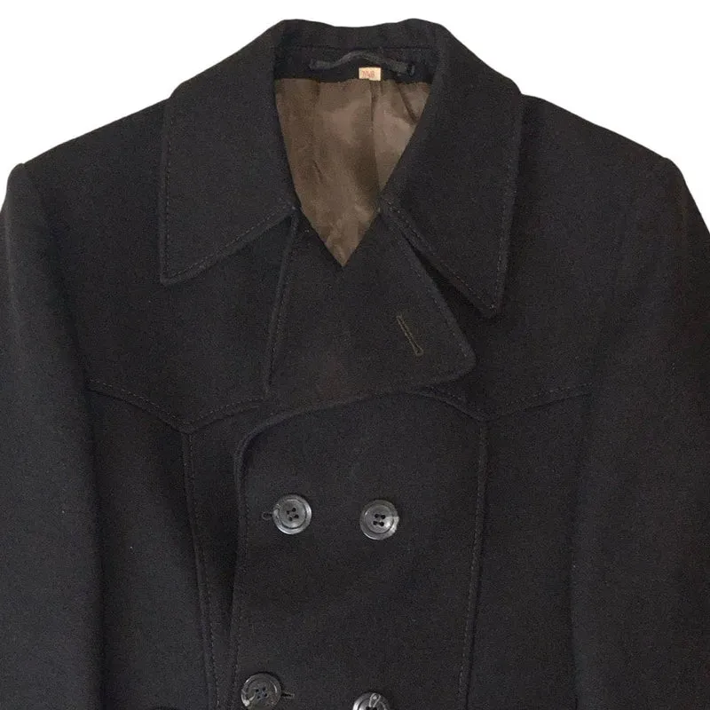 Vintage Mens Rio-Style Double Breasted Brown Wool Duster Coat M L