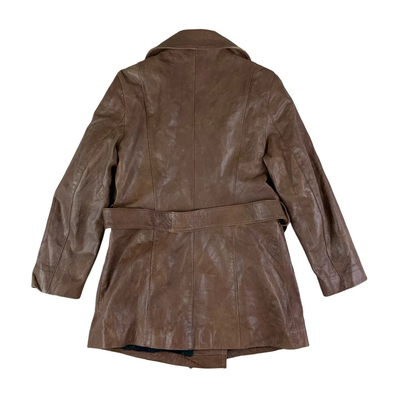 Vintage 'Senorita' Brown Leather Coat 12 14