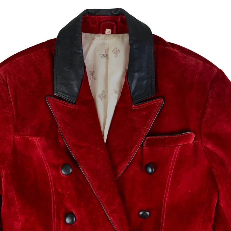 Vintage Double Breasted Suede Red Jacket