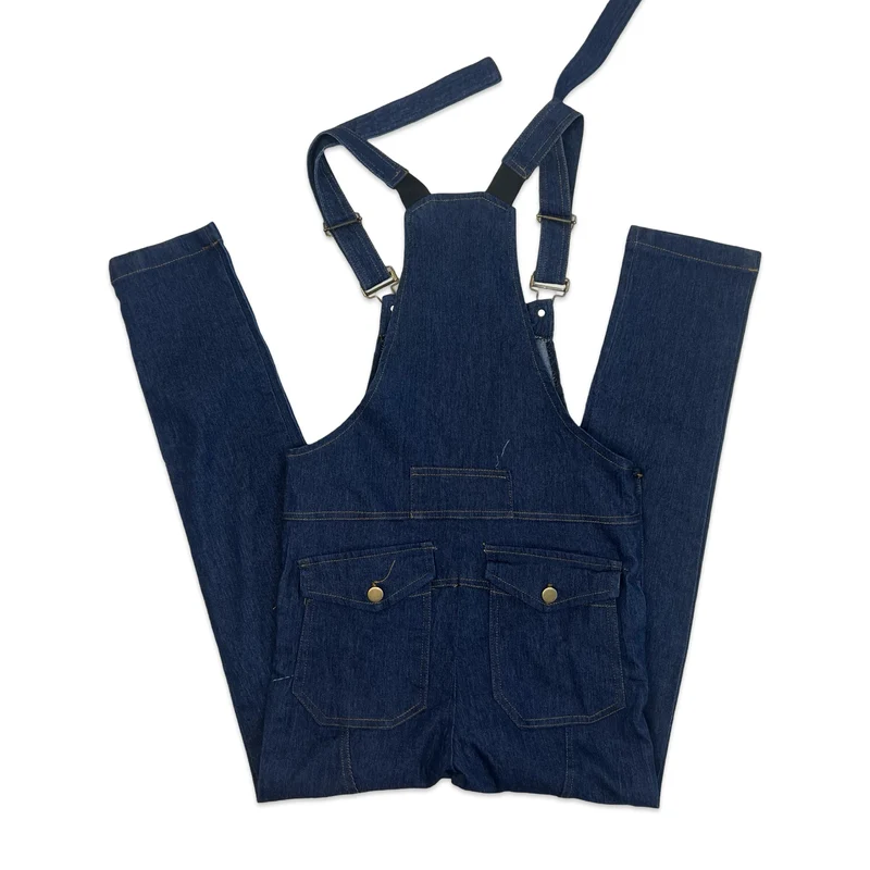 Vintage 90s Dark Indigo Skinny Fit Dungarees 10