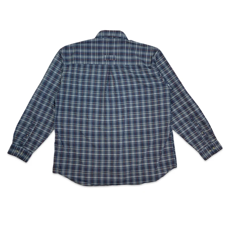 Columbia GRT Sportswear Company Blue Red White Plaid Checked Casual Shirt XL