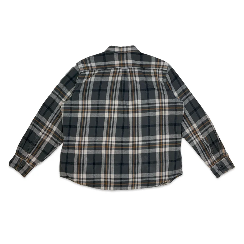 Y2K Woolrich Grey & Orange Plaid Flannel Shirt XXL
