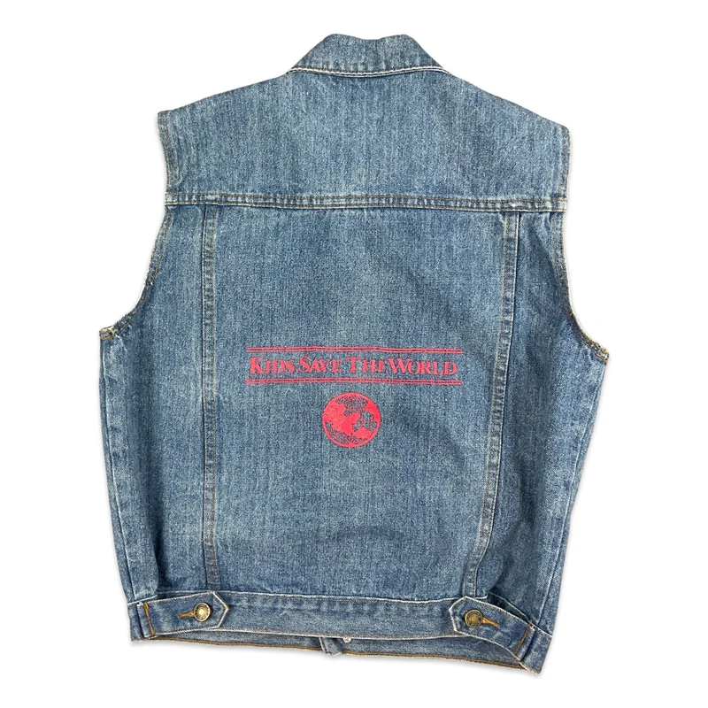 Vintage 90s Light Denim Gilet Waistcoat Jacket 10 12