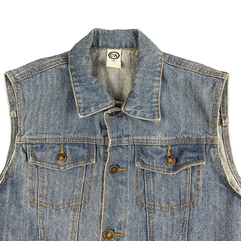 Vintage 90s Light Denim Gilet Waistcoat Jacket 10 12