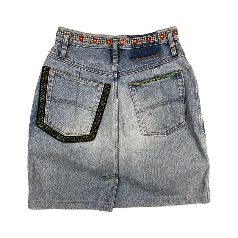 Vintage 90s NAFNAF Embellished Denim Skirt 8