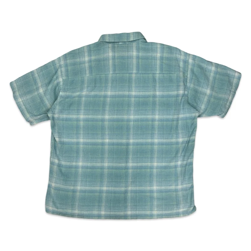 Patagonia Organic Cotton Blue Plaid Checked Button-Up Short Sleeve Shirt Large