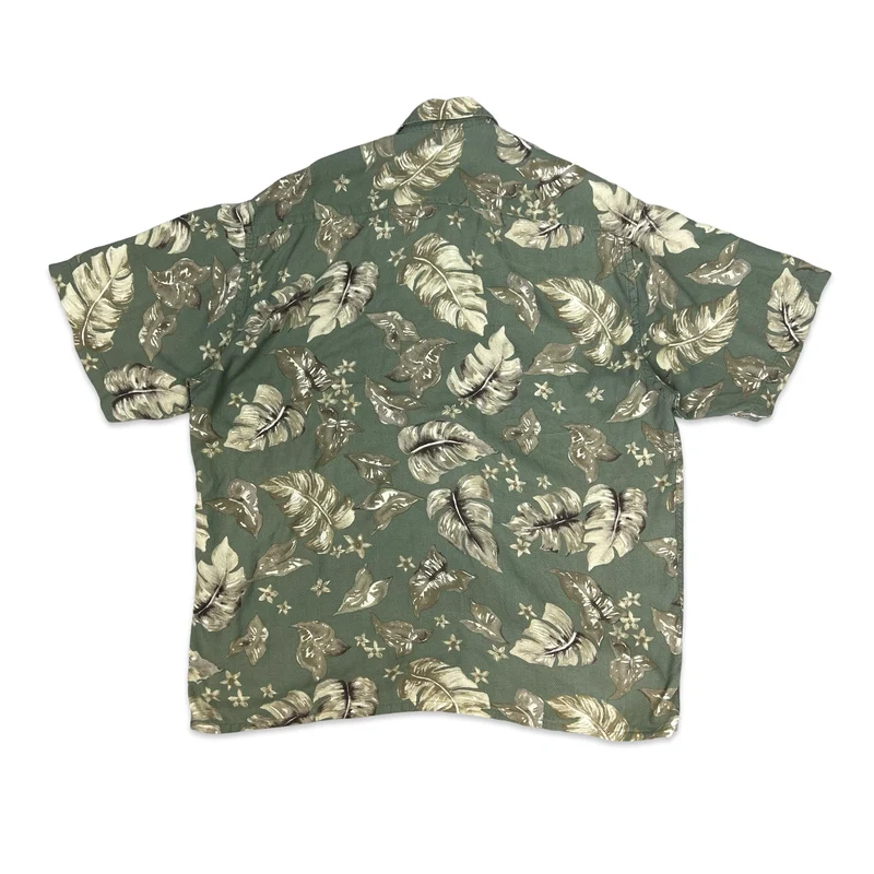 Vintage 1990s Pierre Cardin AOP Green Brown Leaf Themed Print Casual Shirt XXL