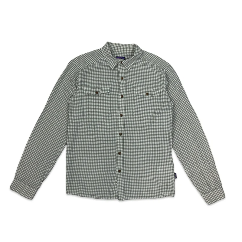 Patagonia Grey Checked Plaid Button-Up Long Sleeve Casual Shirt Medium