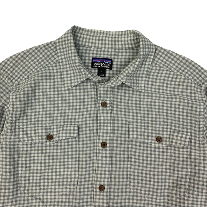 Patagonia Grey Checked Plaid Button-Up Long Sleeve Casual Shirt Medium