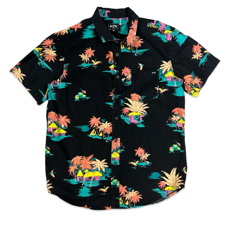 Billabong Black Beach Print Shirt M