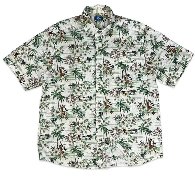 Disney Mickey Mouse Print Aloha Shirt XL