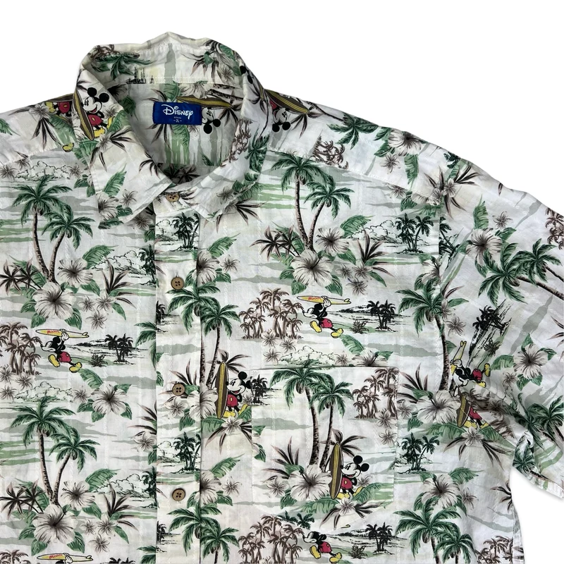 Disney Mickey Mouse Print Aloha Shirt XL