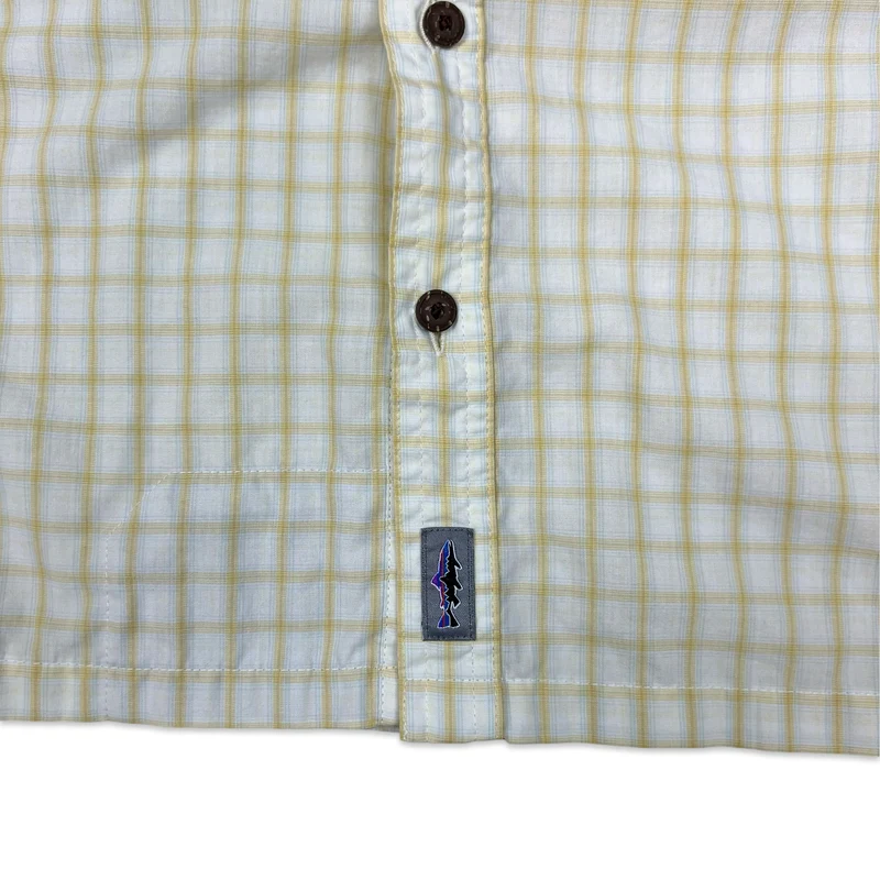 Patagonia White Yellow Checked Plaid Button-Up Long Sleeve Casual Shirt XL