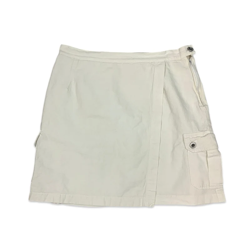 90s White Cargo Wrap Around Mini Skirt 14