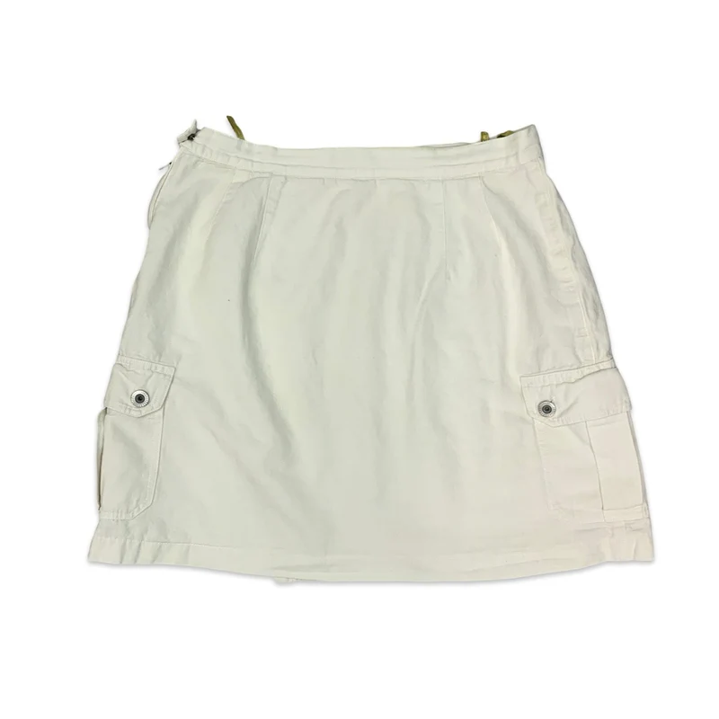 90s White Cargo Wrap Around Mini Skirt 14