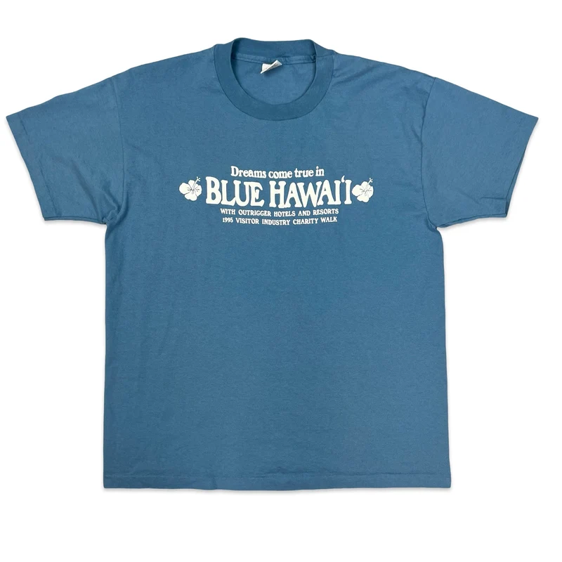 Vintage 90s Anvil "Blue Hawaii" Graphic Tee L