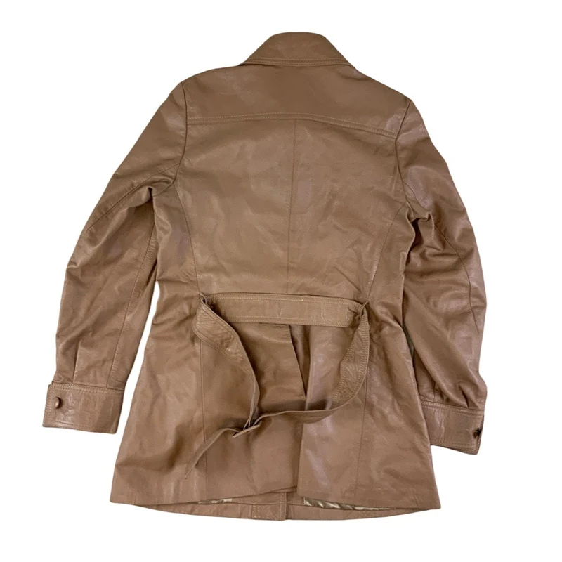 Vintage 80s Tan Leather Jacket S 10 12