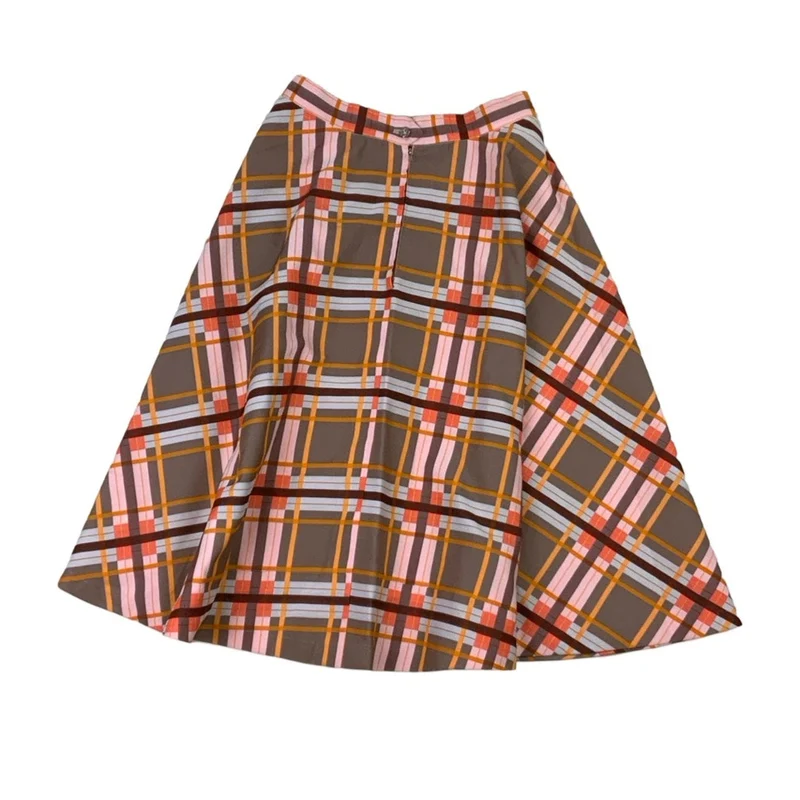 Vintage 70s Brown Orange Pink Aline Maxi Skirt S 8 10