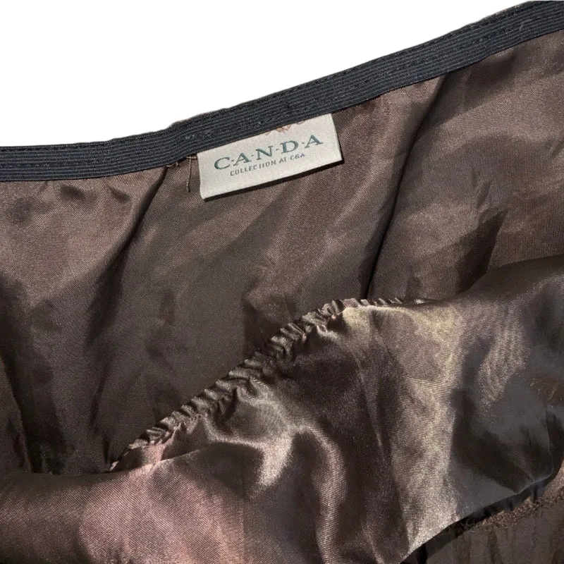 Vintage Y2K ‘CANDA’ Brown Tiered Patchwork Boho Midi Skirt 16 18 L