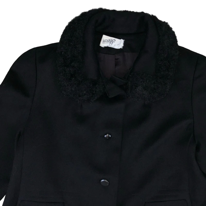 Vintage Womens Images USA Faux Fur Trim Wool Coat 18