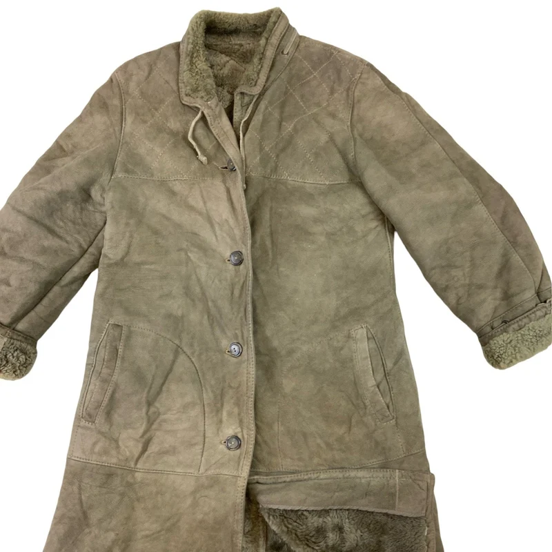 Vintage Green Long Shearling Coat 8