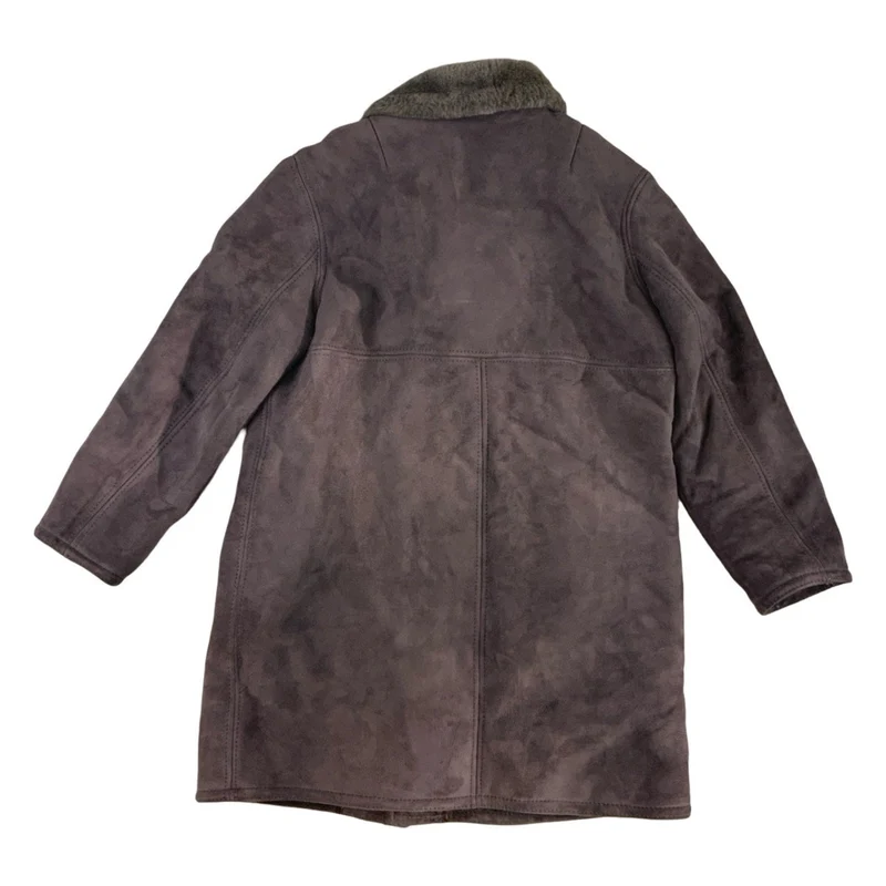 Vintage Purple Grey Shearling Sheepskin Coat Jacket 16