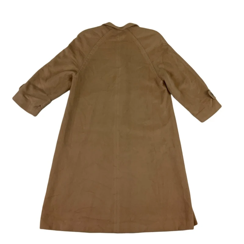Vintage USA Pure Cashmere Tan Long Coat Overcoat Trench 14 16