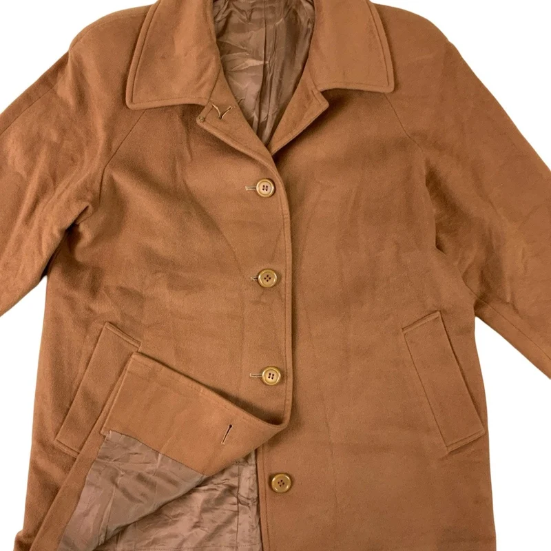 Vintage 70s Womens Brown Wool Winter Coat 16