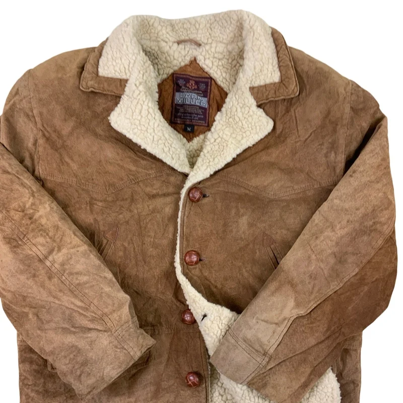 Vintage Mens Park Miller Brown Shearling Western Suede Cowboy Rancher Jacket L