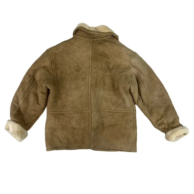 Vintage Mens Tan Shearling Sheepskin Leather Jacket Coat L